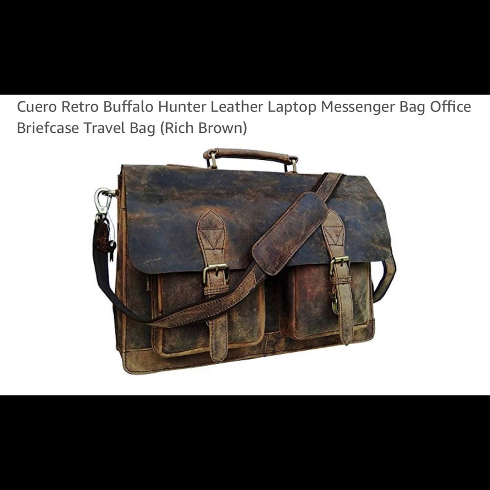 CUERO brand brown leather messenger bag